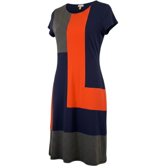 Cremieux Dresses & Skirts - Cremieux Womens Colorblock T-Shirt Dress Navy Orange Gray Size S 99DCM16